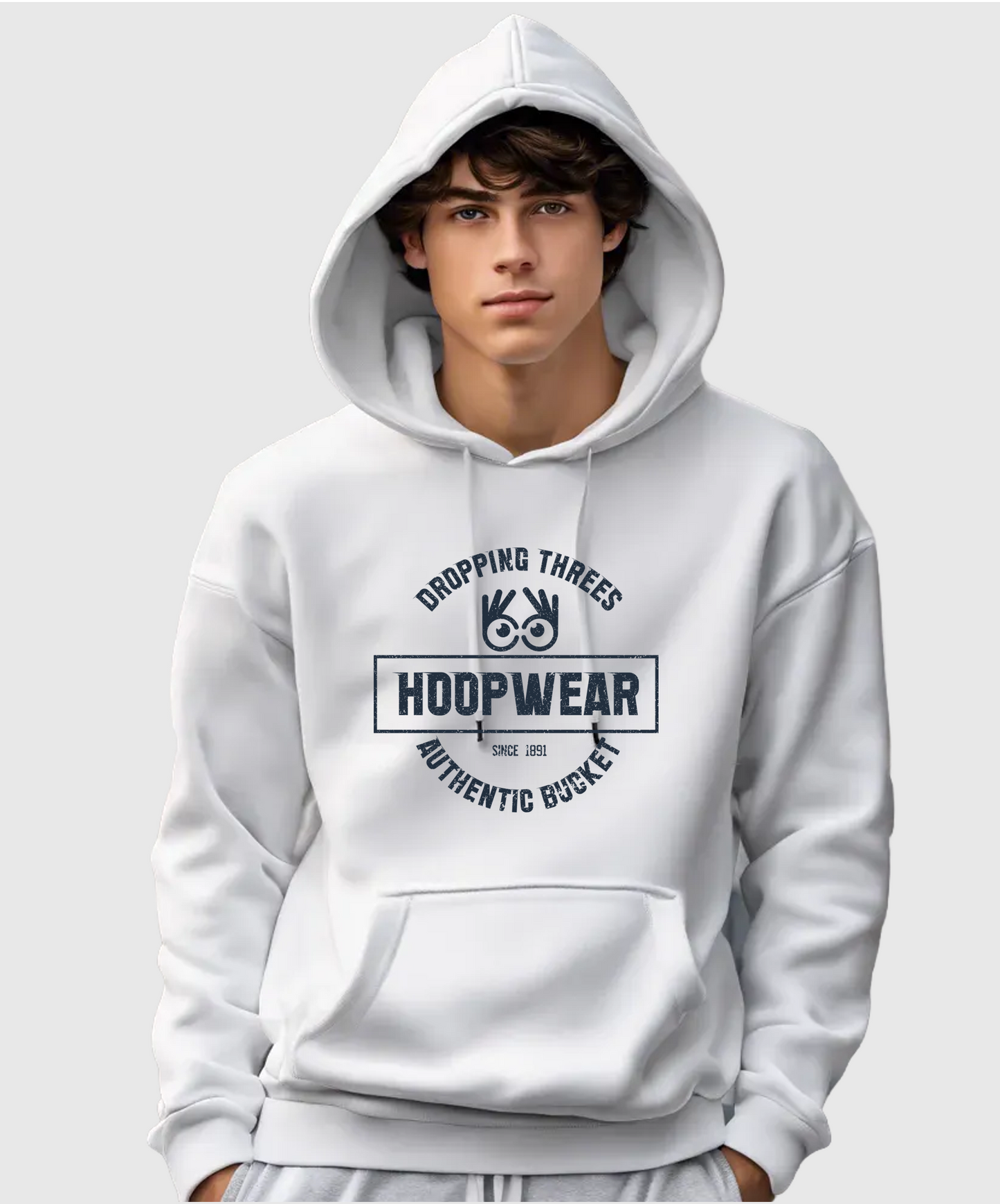 Dropping Threes Authentic Bucket Hoodie (White)