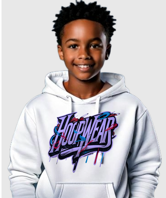 Hoopwear Fire Logo White Hoodie - Streetwear Collection