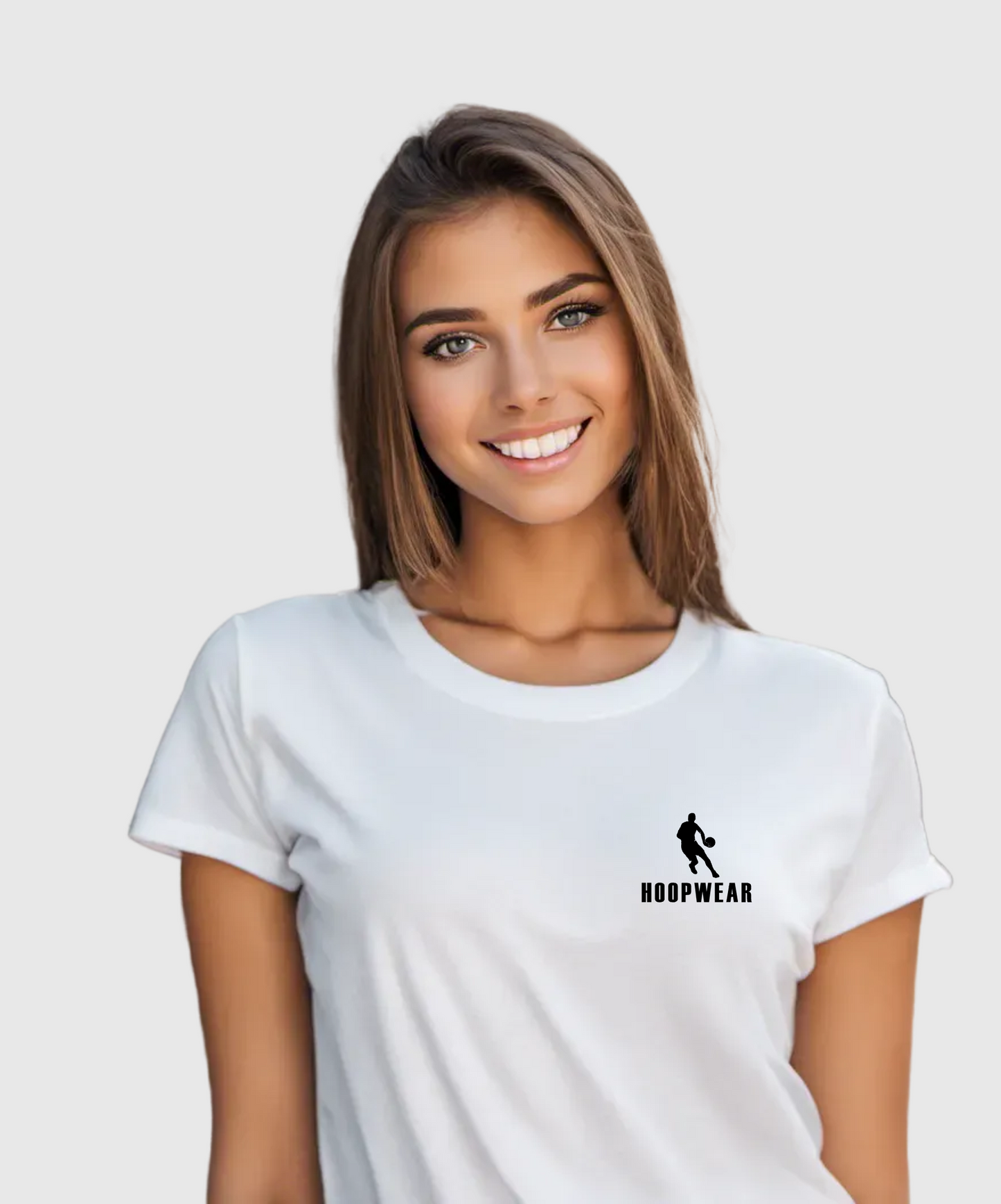 Hoopwear No-Look Logo Woman's Tee (White)