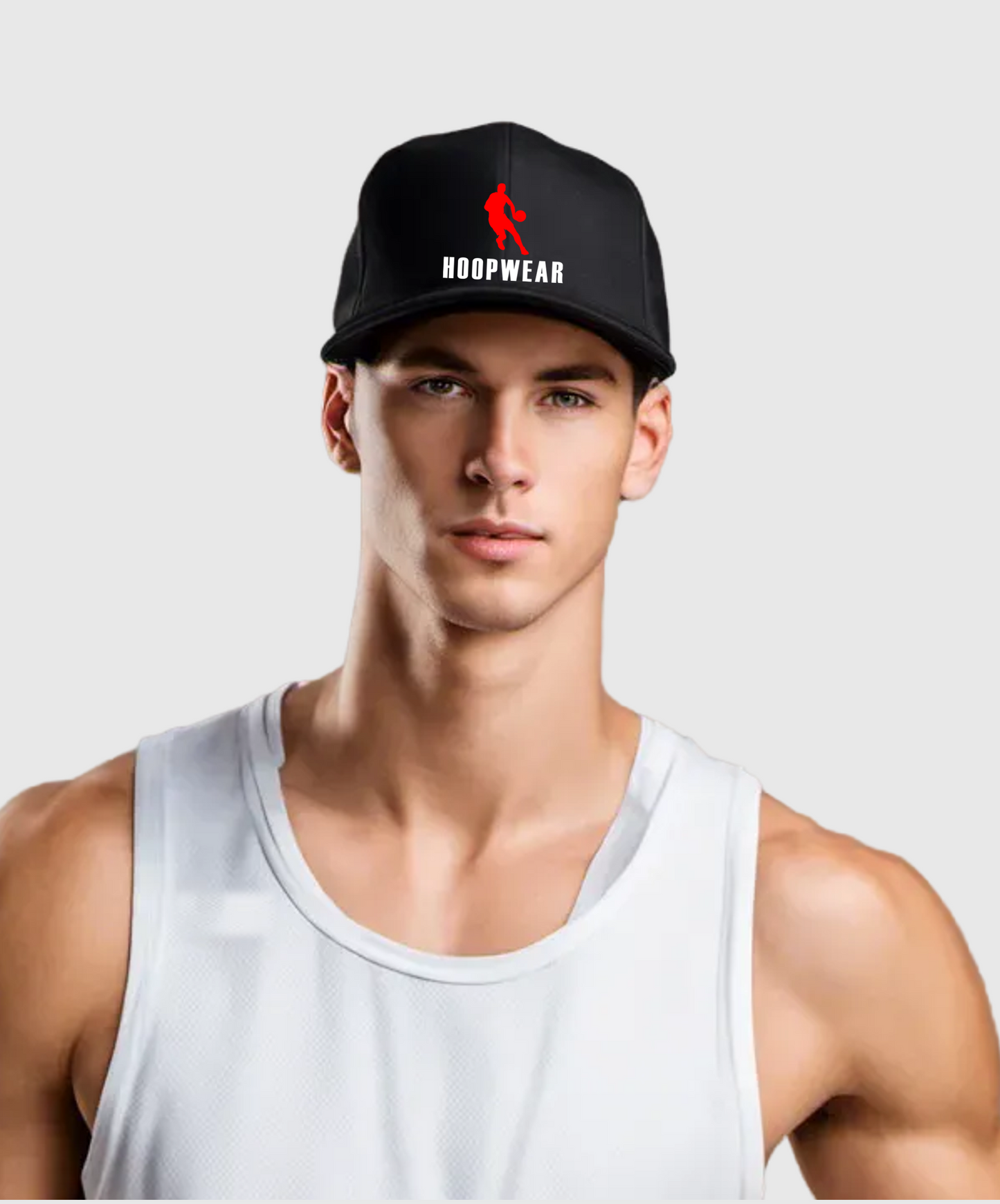 Hoopwear No-Look Logo Hat (Black, Red and White Logo)